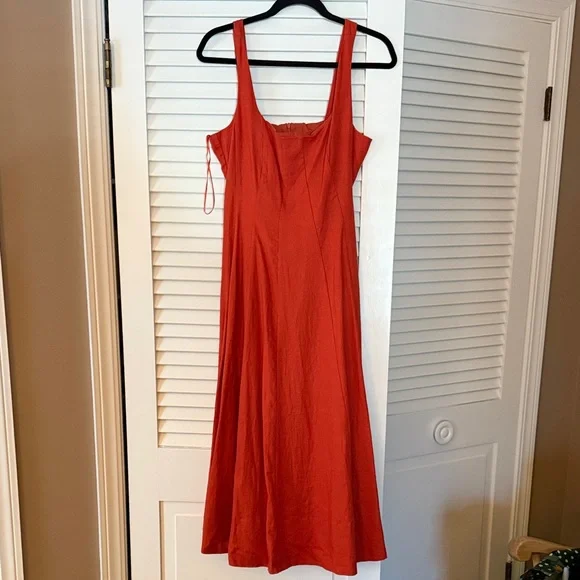 ✨NWT Christian Lacroix Vibrant Orange Linen Midi Dress | Sleeveless | Size 6 ✨ - Picture 2 of 10